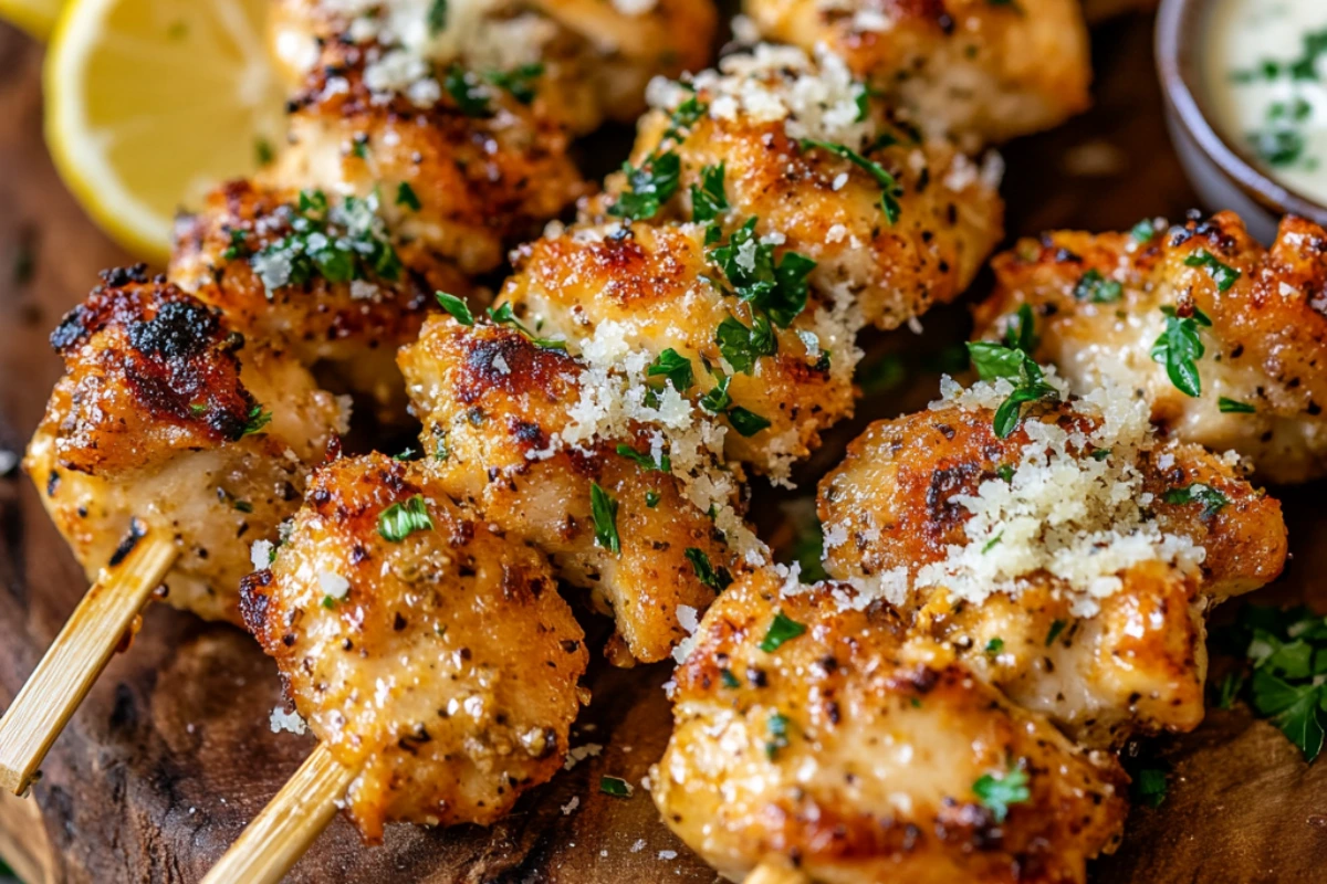 Garlic Parmesan Chicken Skewers