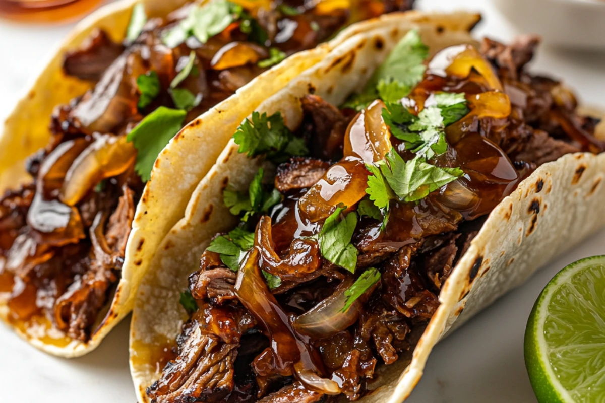 Garlic Butter Honey BBQ Beef Tacos