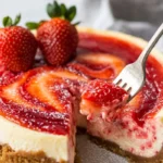 Creamy Strawberry Swirl Cheesecake